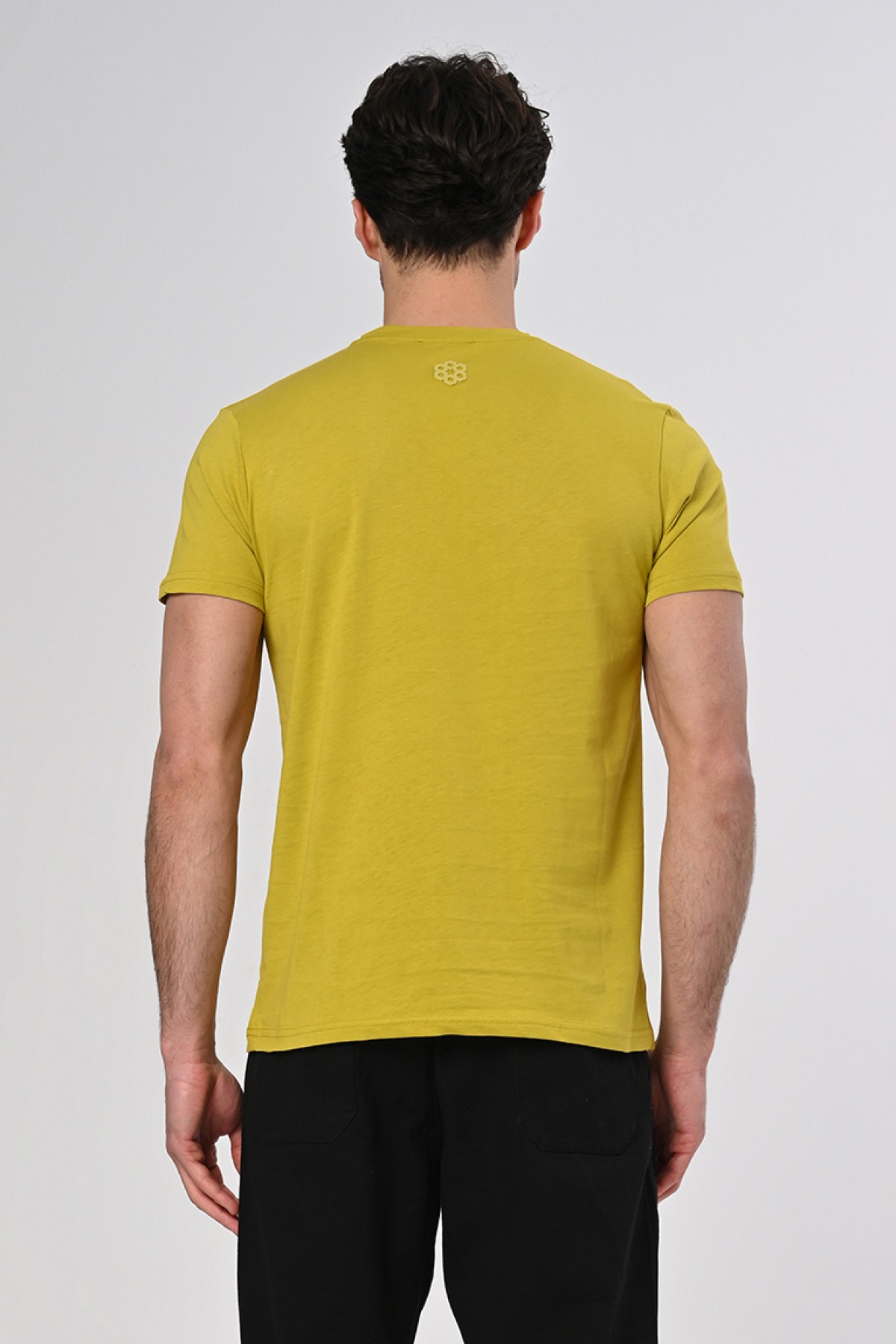Dembu Punto Baskılı Pamuk Bisiklet Yaka Sarı ( CITRON ) T-shirt 23'